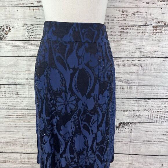 Studio West Apparel Skirt size Large Black Midnight Blue Lace Beading Pencil - Picture 2 of 9